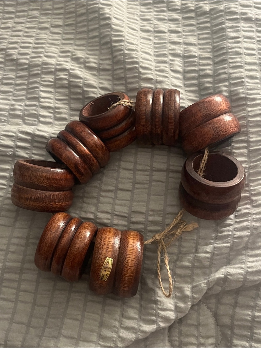 Napkin Rings Solid Wood VTG Set of 8 | Made in Taiwan R.O.C. Rustic Table Deco